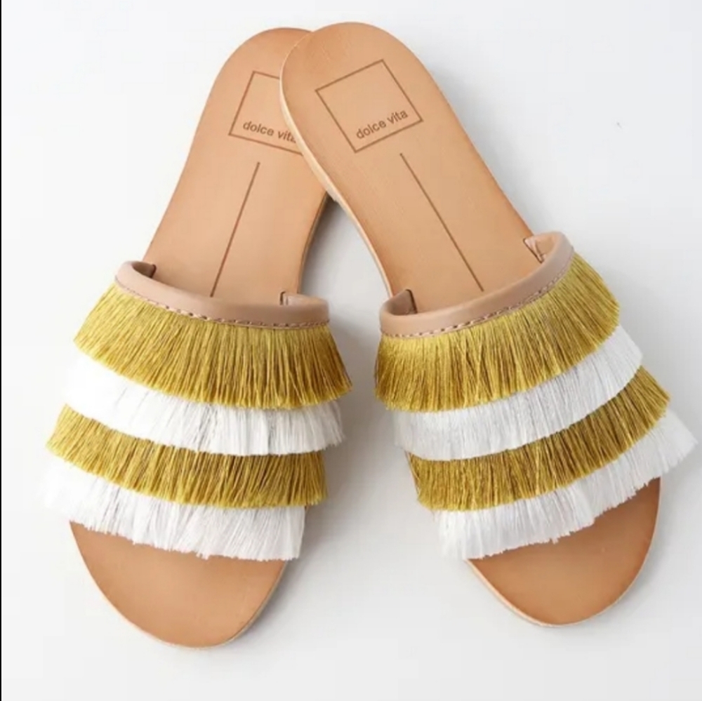 🆕🌿DOLCE VITA YELLOW BOHO FRINGE SANDALS🌿 - Picture 4 of 8
